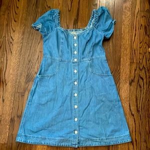 Puff sleeve denim dress